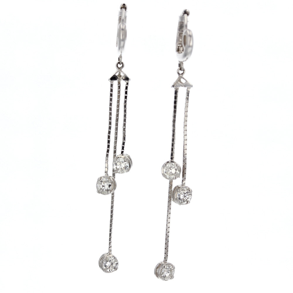 14KT White Gold Diamond Dangle Earrings