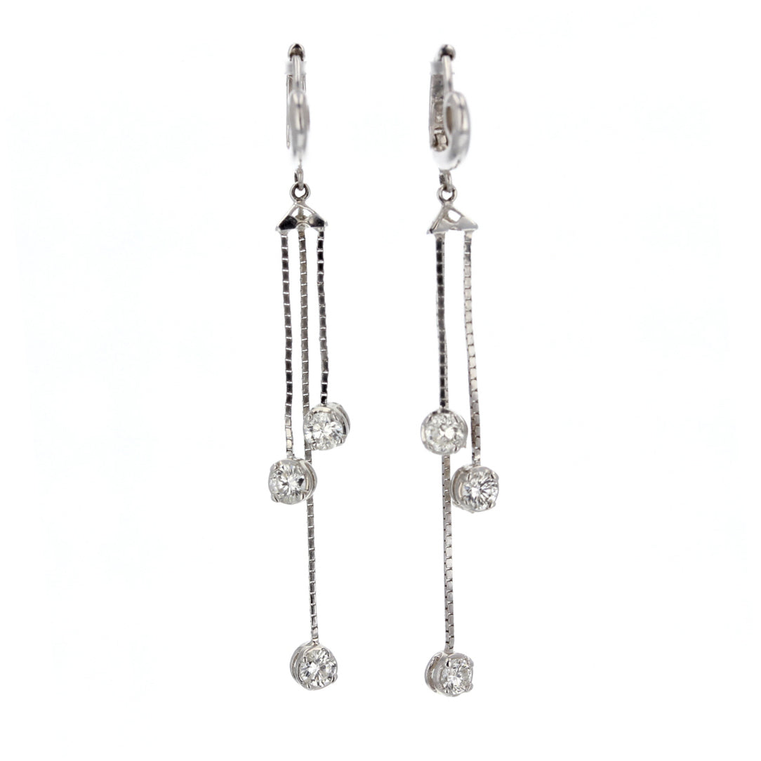 14KT White Gold Diamond Dangle Earrings