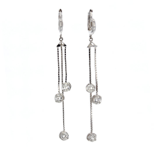 14KT White Gold Diamond Dangle Earrings