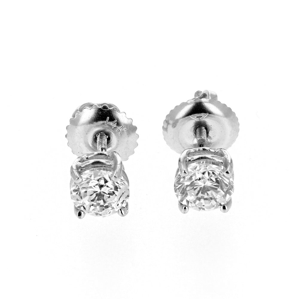 14k White Gold Diamond Stud Earrings