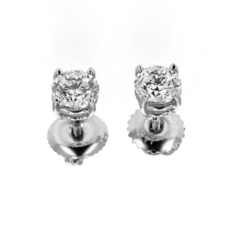 14k White Gold Diamond Stud Earrings