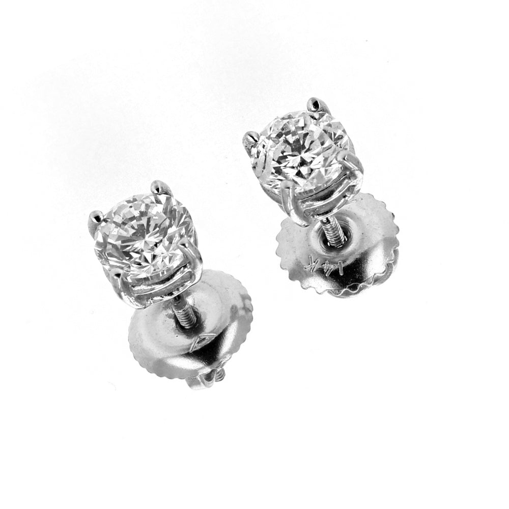 14k White Gold Diamond Stud Earrings