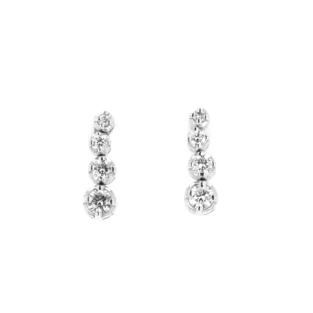 14KT White Gold Journey Diamond Dangle Earrings