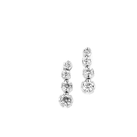 14KT White Gold Journey Diamond Dangle Earrings