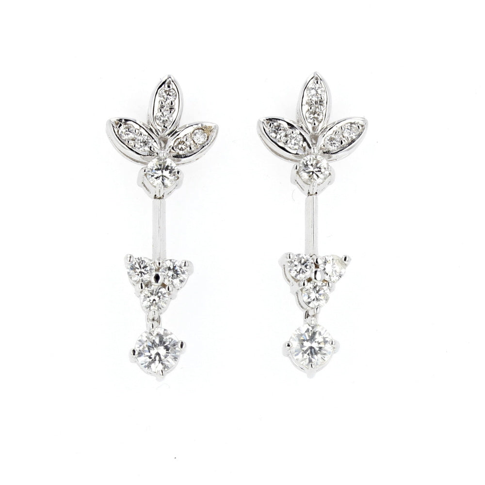 18KT White Gold Diamond Dangle Earrings