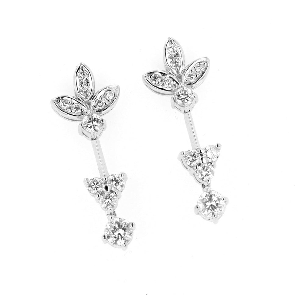 18KT White Gold Diamond Dangle Earrings