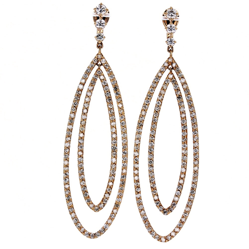 14KT Rose Gold Diamond Dangle Earrings