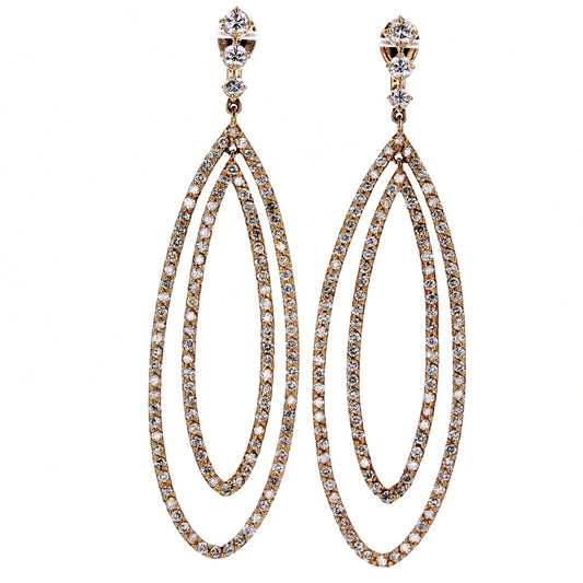 14KT Rose Gold Diamond Dangle Earrings