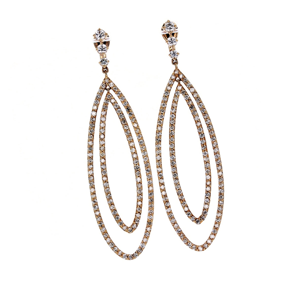 14KT Rose Gold Diamond Dangle Earrings