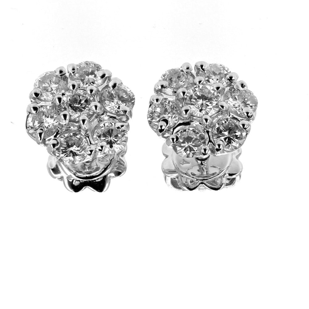 14KT White Gold Diamond Flower Stud Earrings