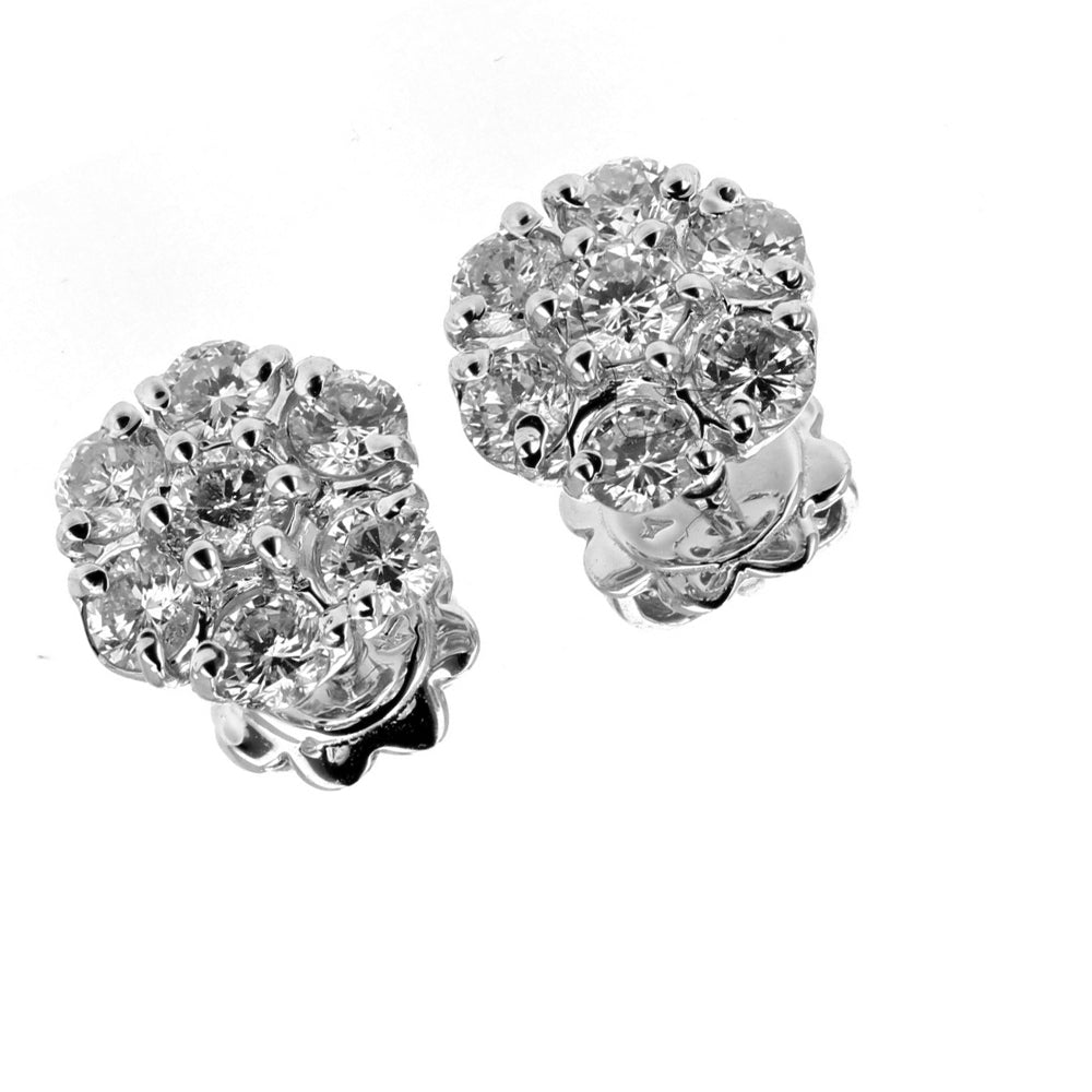 14KT White Gold Diamond Flower Stud Earrings