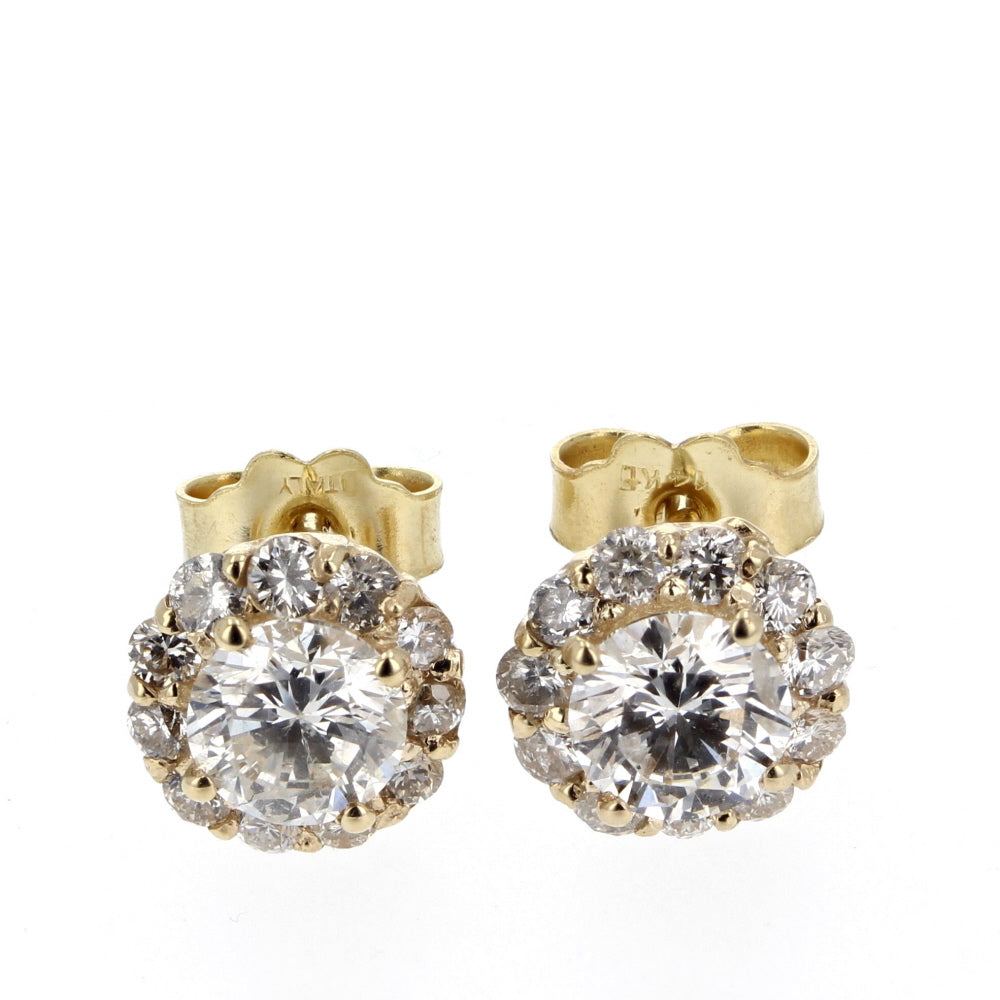 14KT Yellow Gold Diamond Stud Earrings