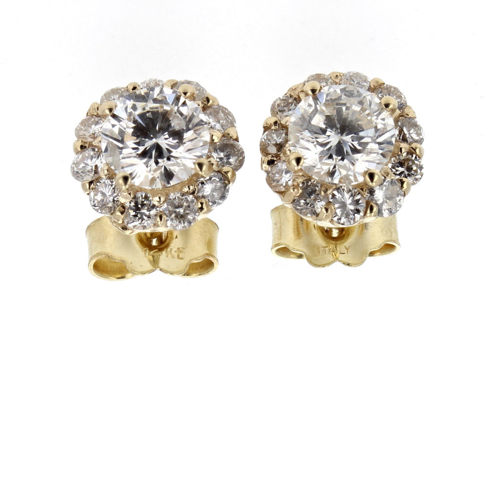 14KT Yellow Gold Diamond Stud Earrings