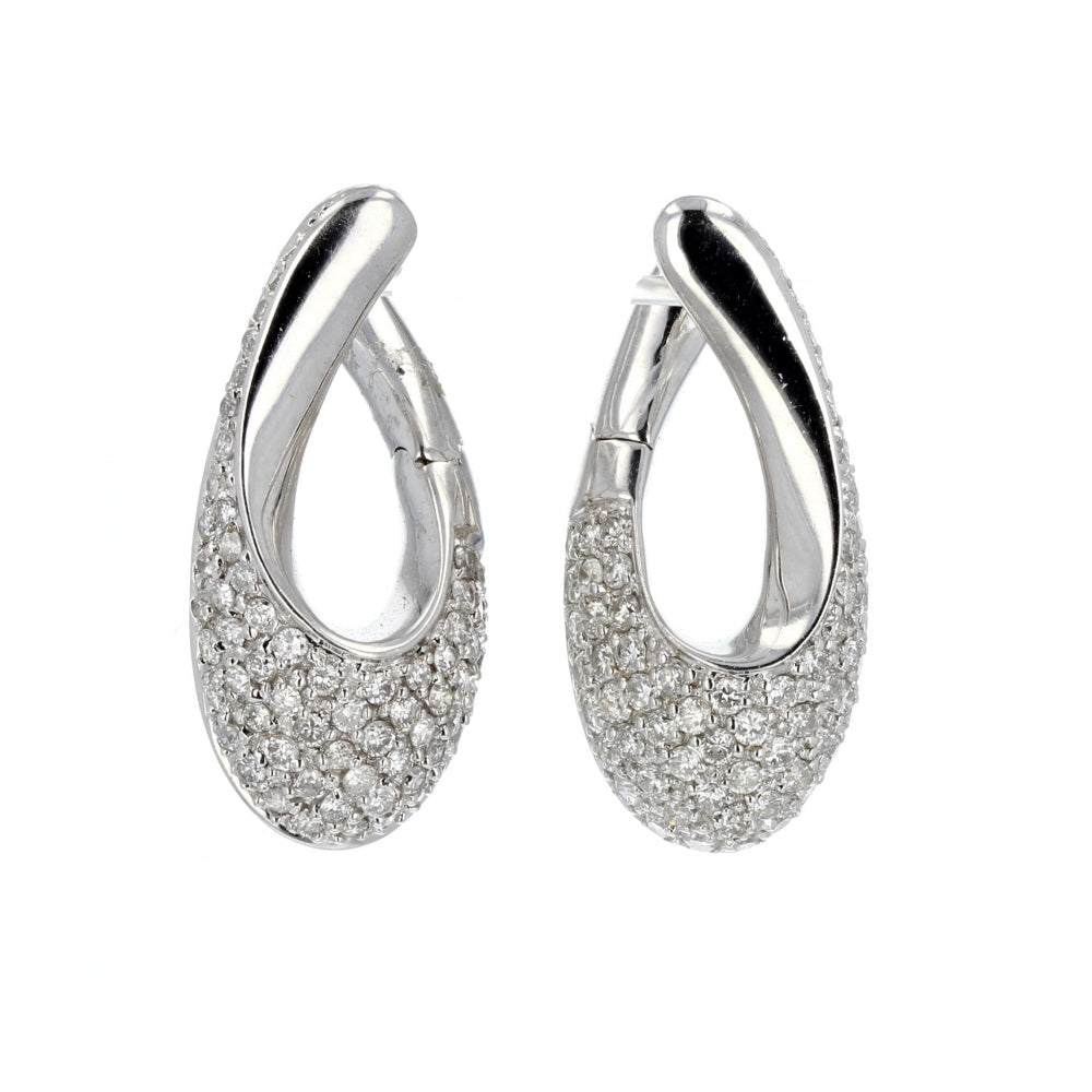 14KT White Gold Diamond Hoop Earrings