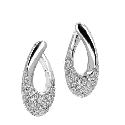 14KT White Gold Diamond Hoop Earrings