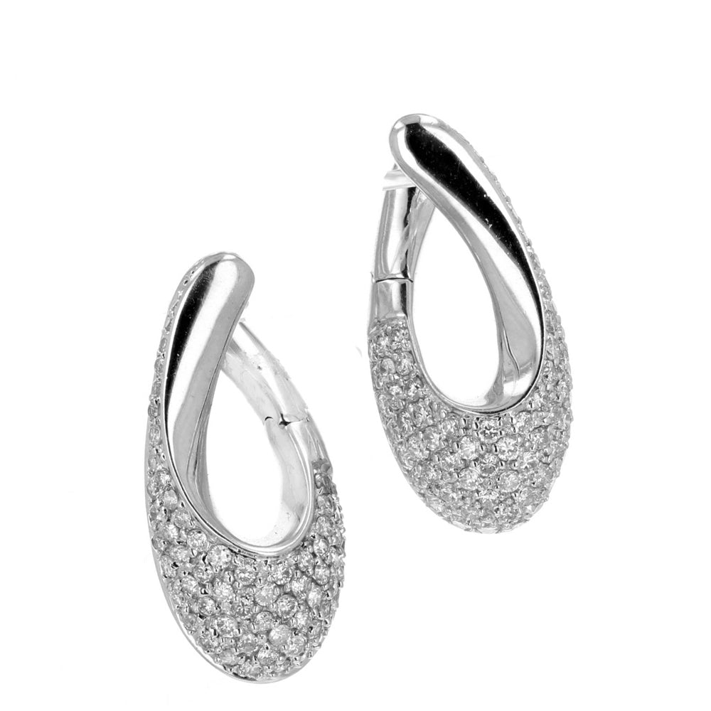 14KT White Gold Diamond Hoop Earrings