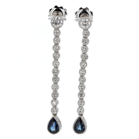 14KT White Gold Diamond & Sapphire Earrings