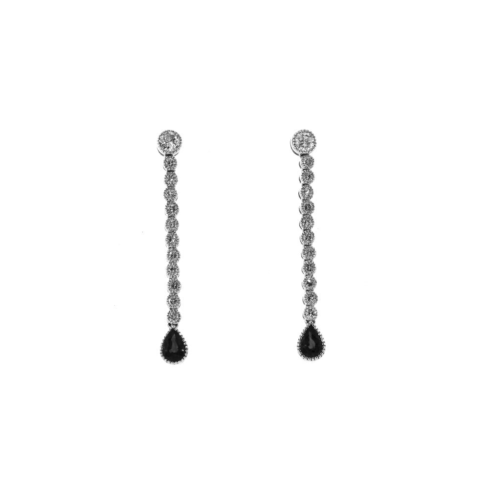 14KT White Gold Diamond & Sapphire Earrings