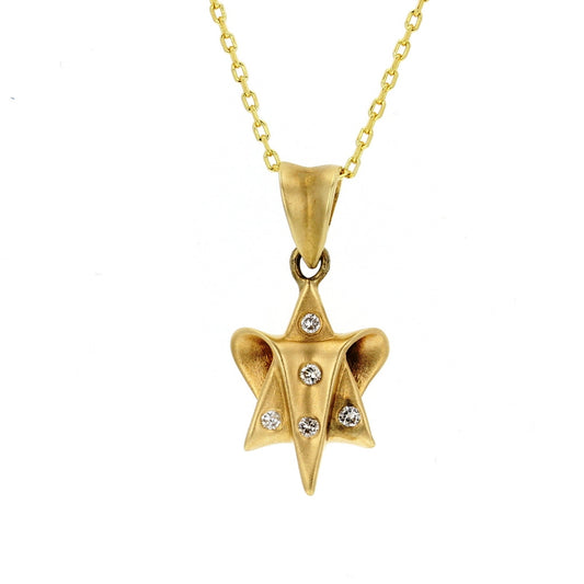 14KT Yellow Gold Diamond Star Of David Pendant