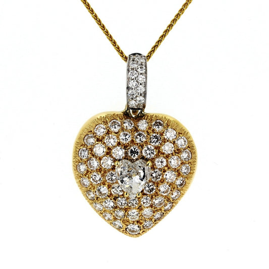 14K Yellow & White Gold Diamond Heart Pendant