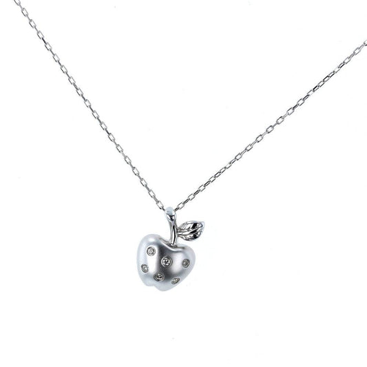 White Gold Diamond Apple Pendant