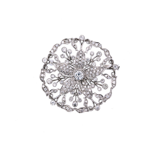 14kt Diamond Flower Brooch / Pin