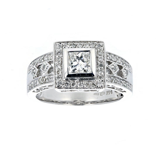 14KT White Gold Diamond Engagement Ring