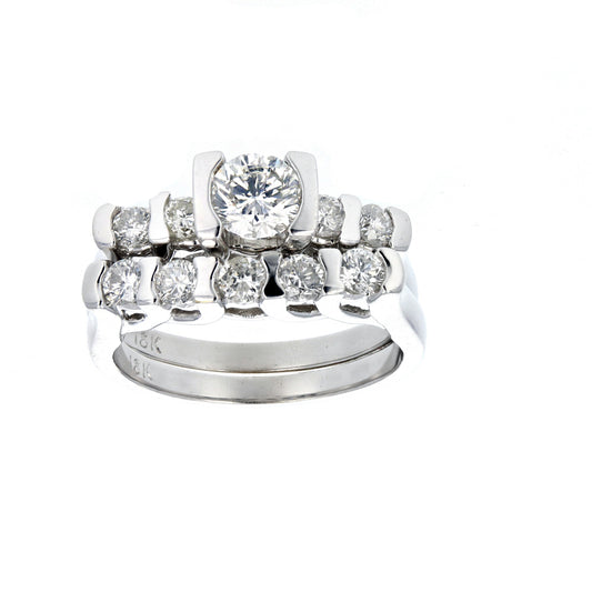 18KT White Gold Diamond Engagement Ring Set