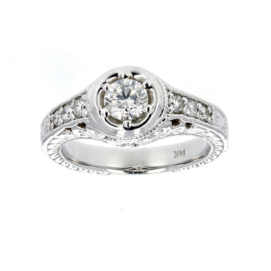 14KT White Gold Diamond Engagement Ring