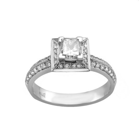 14KT White Gold Diamond Engagement Ring