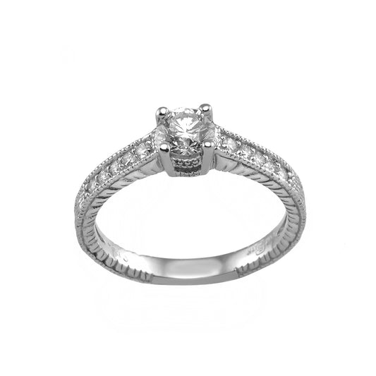 14KT White Gold Diamond Engagement Ring