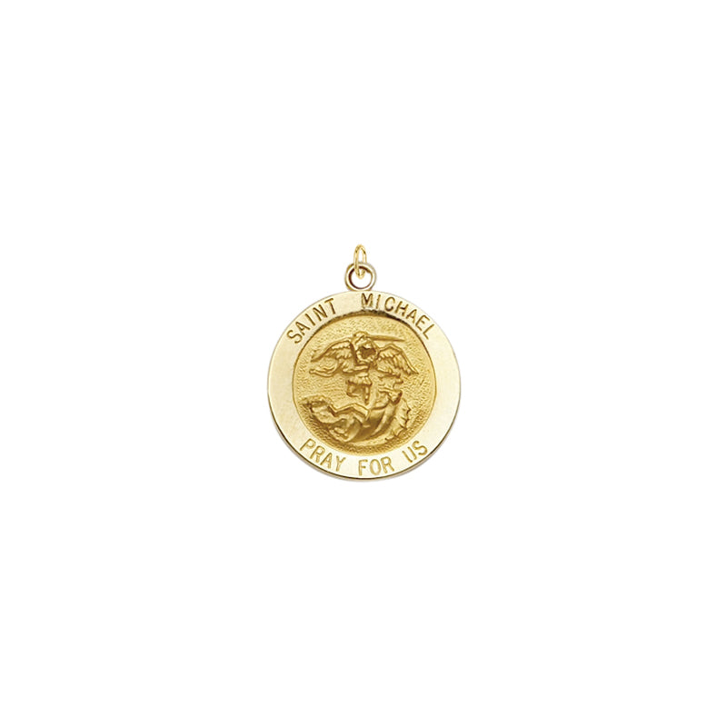 5/8 Inch Gold Round St. Michael Medal, Patron Saint Of Police Officers