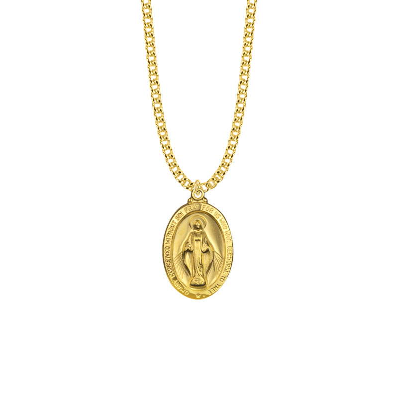 Gold Plated Over Sterling Silver Oval Miraculous Medal