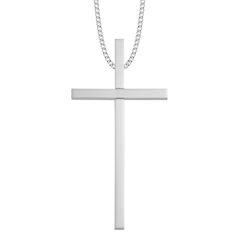 4 Inch Silver Plated Clergy Cross Necklace
