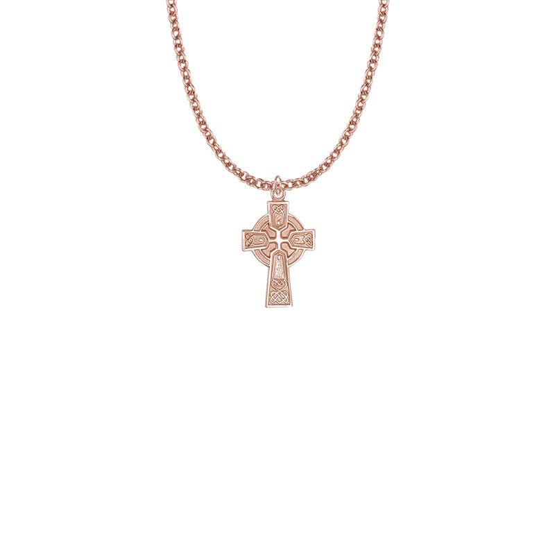 Rose Gold Over Sterling Silver Celtic Trinity Knot Cross Necklace