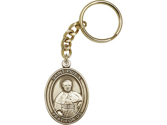 St. Pius X Keychain Gold Finish