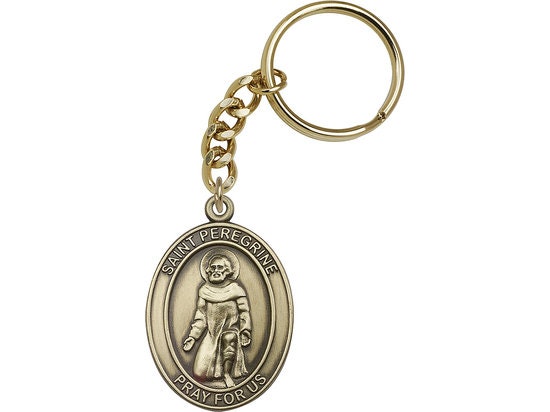 St. Peregrine Keychain Gold Finish
