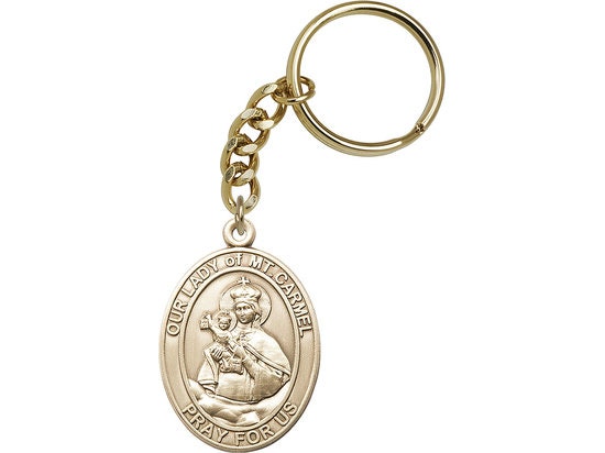 Our Lady of Mount Carmel/Scapular Keychain Gold Finish
