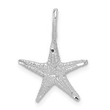 White Brushed and Diamond-cut Starfish Pendant