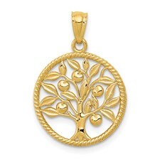 Polished Tree Of Life in Round Pendant