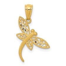 Satin Diamond-cut Dragonfly Pendant