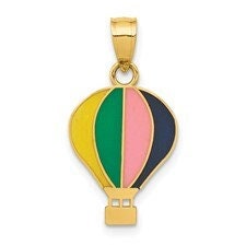 Enameled Yellowith Green/Pink/Black Hot Air Balloon