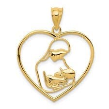 Mother and Child in Heart Pendant