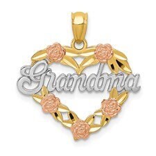 Two-tone GRANDMA Heart Pendant