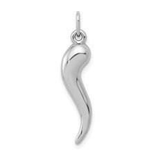 White Gold 3D Italian Horn Charm