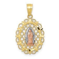 10k Two-tone Our Lady of Guadalupe Pendant