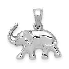 White Gold 3D Polished Elephant Pendant