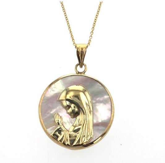 Yellow gold Virgin Mary pendant